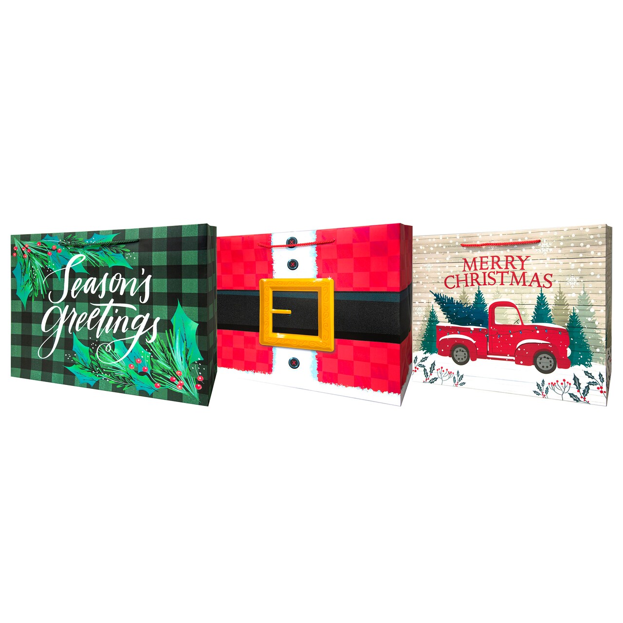 Lindy Bowman Pack of 3 Large Assorted Christmas Gift Bags with Rope Handle